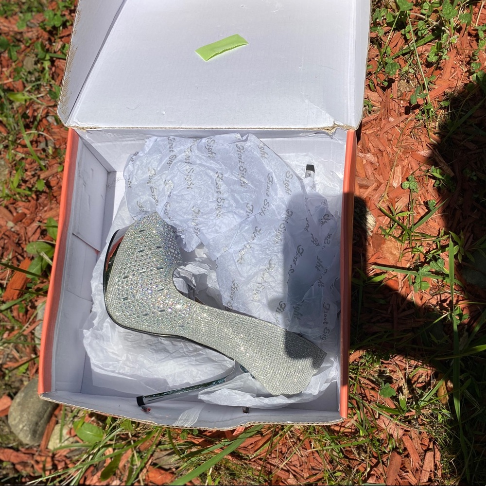 Sparkly silver heels